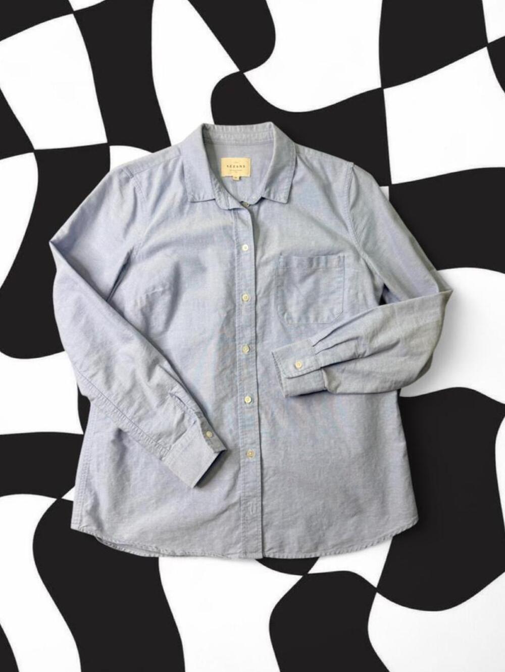 Sezane light blue button-up dress shirt